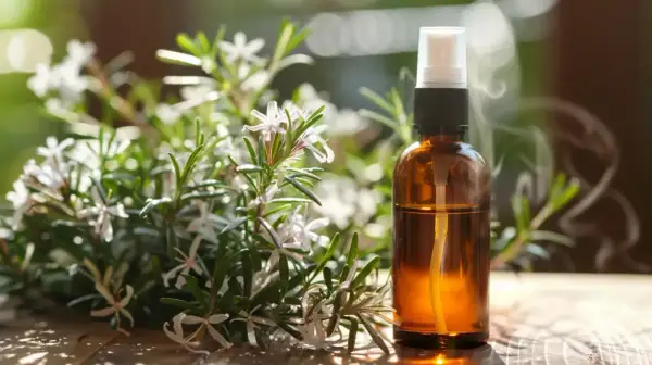 Naturalny spray z rozmarynem, który odstrasza komary w nocy.